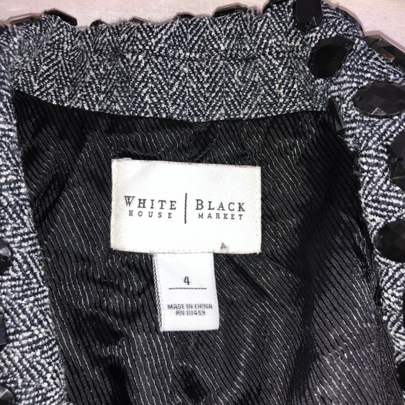 WHBM gray jacket with black beaded trim - Picture 6 of 8